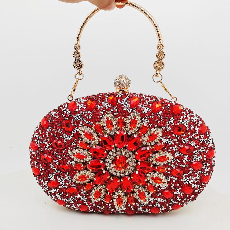 Gold Round Bag Luxury Brand Rhinestone Clutch Bags for Women 2024 Crystals Party Purses Diamond Designer Crossbody Handbags