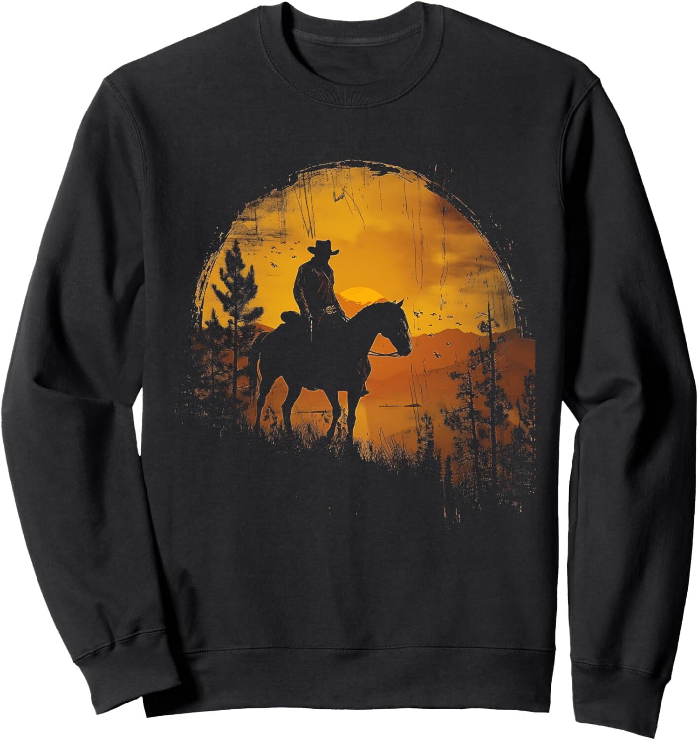 Long Sleeve Shirts for Men sweatshirt Cowboy Sunset Horseback Riding Western Country Gift Sweatshirt T shirt Tee Streetwear Casual tops clothes