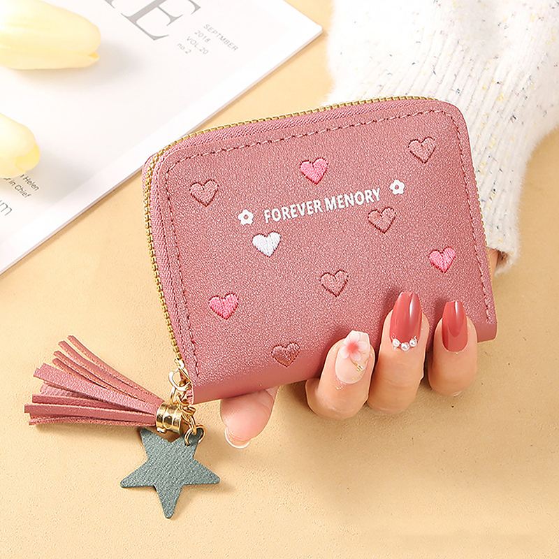 Women Wallet Ladies Mini Small Short Tassel Wallet Cute Girl Zipper Pu Leather Coin Purse Female Hand Wallet Purse