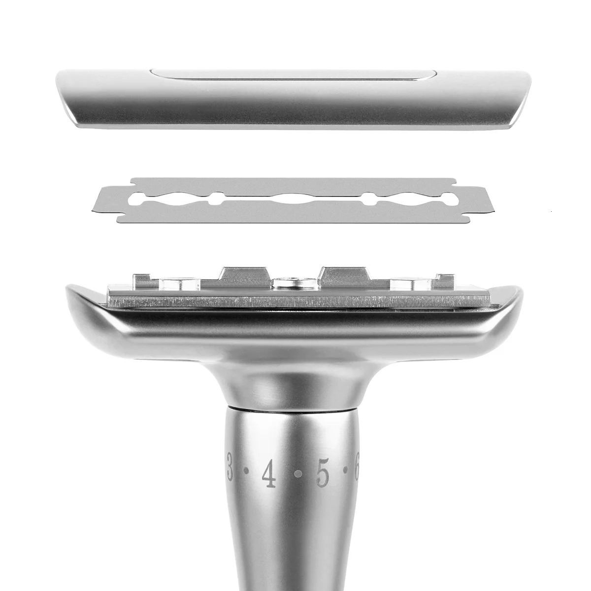 QShave Adjustable Safety Shaver with Magnetic Cover 1 Shaver 1 Blade Disposable Case and 5 Blades 241112