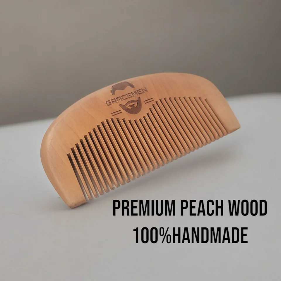 Gracemen 00% wood grain comb pocket small anti-static peach wood grain comb premium gift for men and women W241112