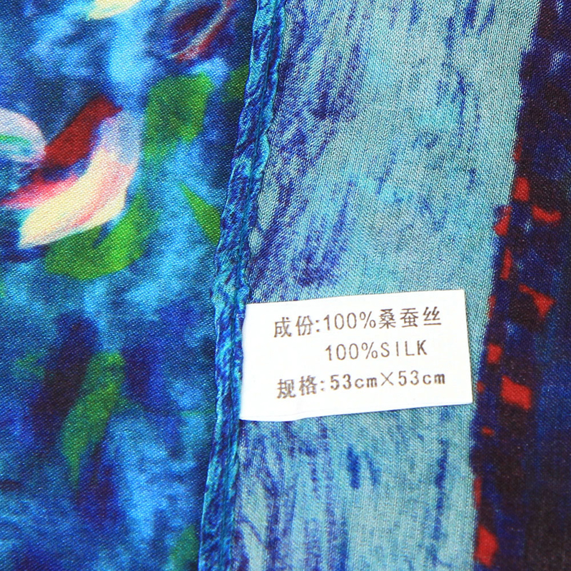 Brand 100% Natural Silk Women Scarf Claude Monet Oil Painting Water Lily Bandana Foulard Female Square Hair Scarves 53*53cm 9b804