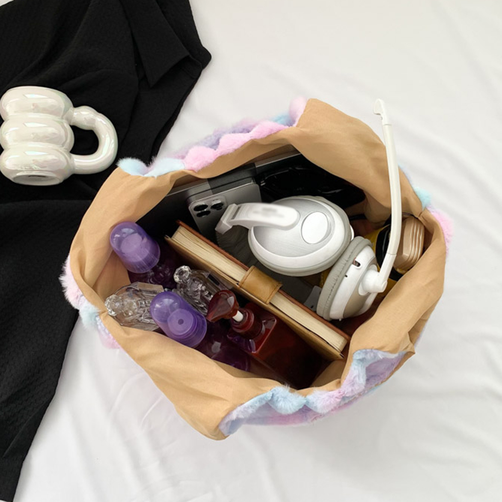 Women Gradient Handbag Soft Tie Dye Tote Handbag Lightweight Fluffy Tote Bags Large Capacity Versatile Slouchy Shopper Bag