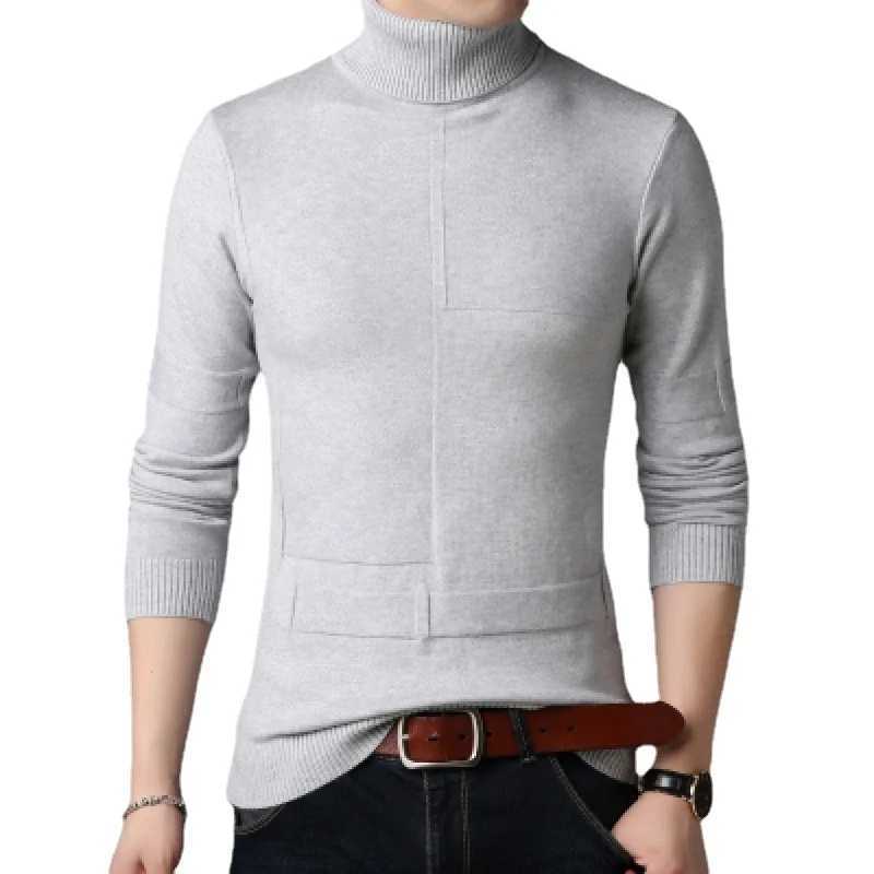 New Mens Turtle Neck Sweater Black Sexy Brand Knitted Pulled Mens Solid Color Casual Mens Sweater Autumn Knitted W2411111