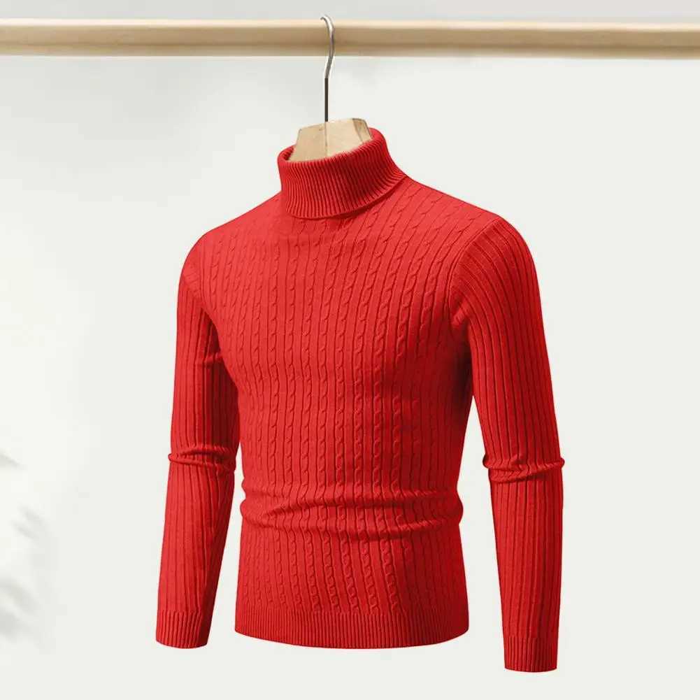 Autumn and Winter Mens Sweater Solid Color Long Sleeve Basic Mens Knitted Sweater Casual Turtle Neck Mens Sweater W2411111
