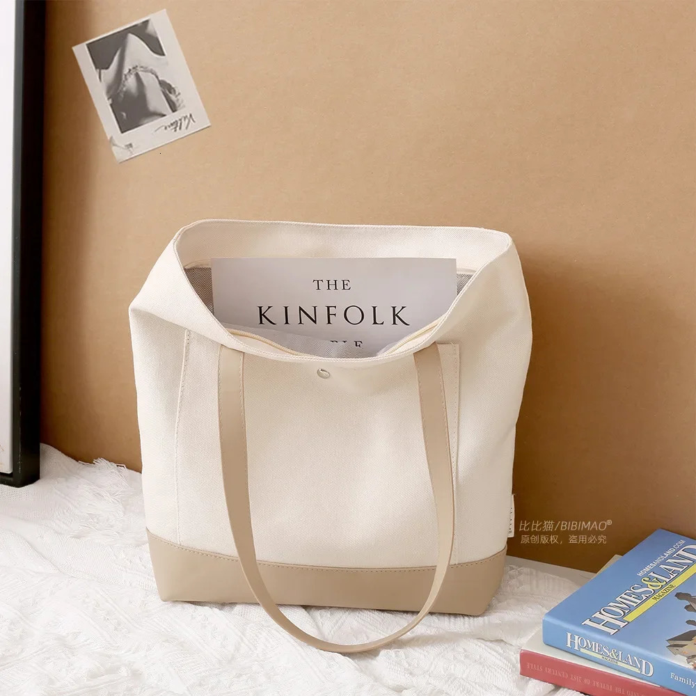 South Korean womens shoulder bag womens handbag college student handbag blank canvas fashionable casual big female shopper 241111