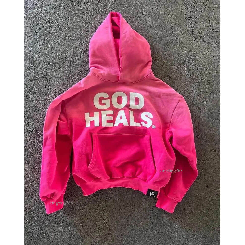 Men's Hoodies Men Oversized Vintage Streetwear God Heals Painting Printed Women Sweatshirt Y2k Tops