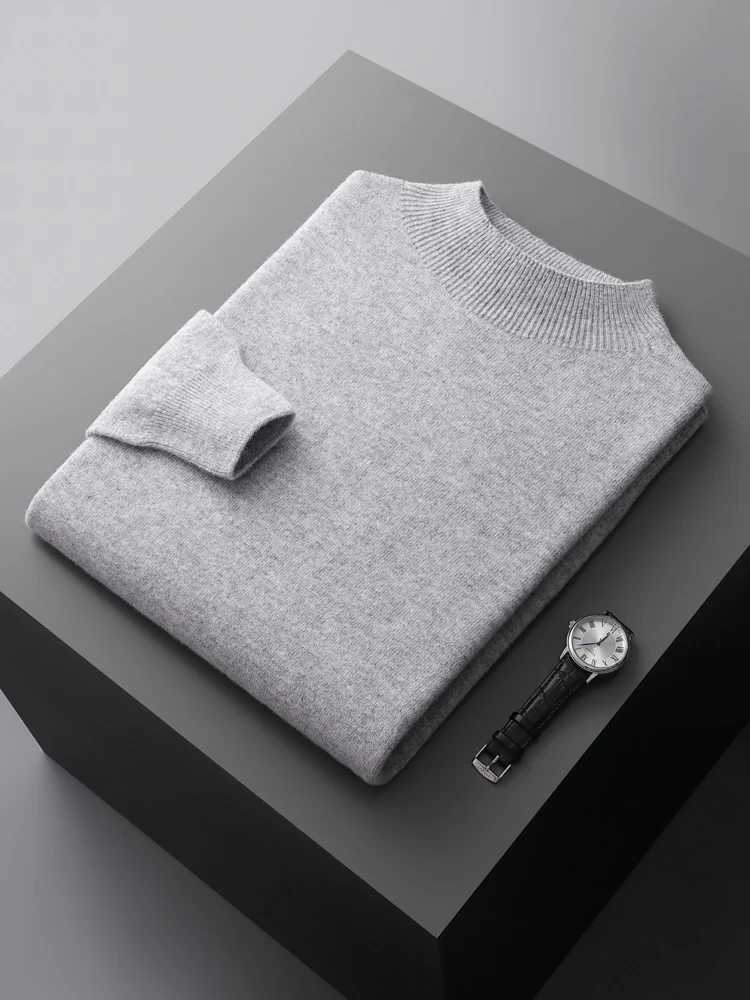 Autumn and Winter Mens Woolen Sweater First Line Preparation Durable Pulling Flower Half Neck Long Sleeve Casual Jumping Pure Wool Knitted Sweater W24