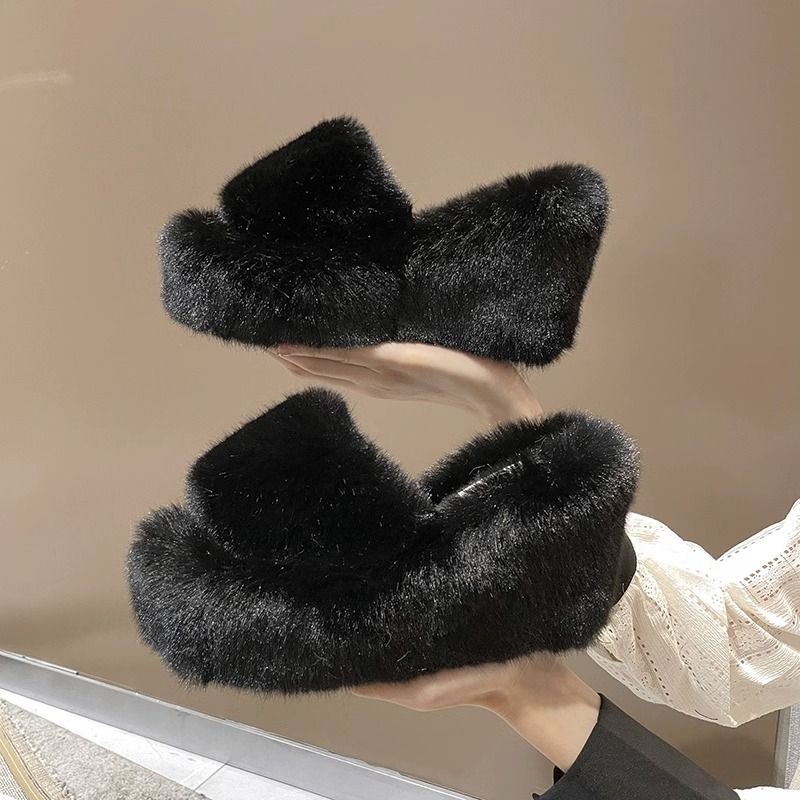 Women's New Autumn/Winter Thick Bottom Slope Heel Home Soft Bottom Cotton Mop.