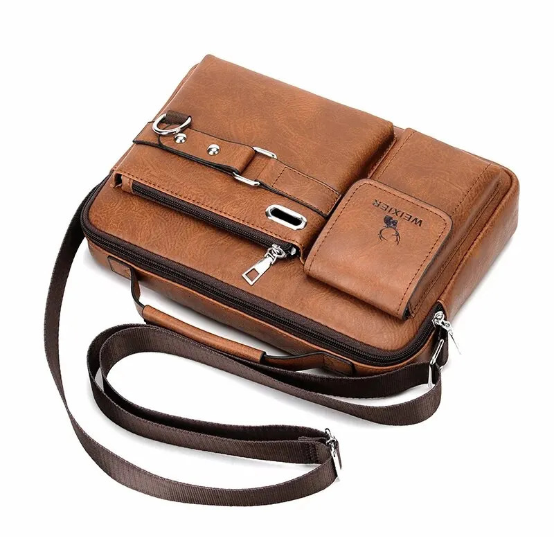 PU Shoulder Bag Mens Handbag Casual Business Large Capacity Crossbody 241111