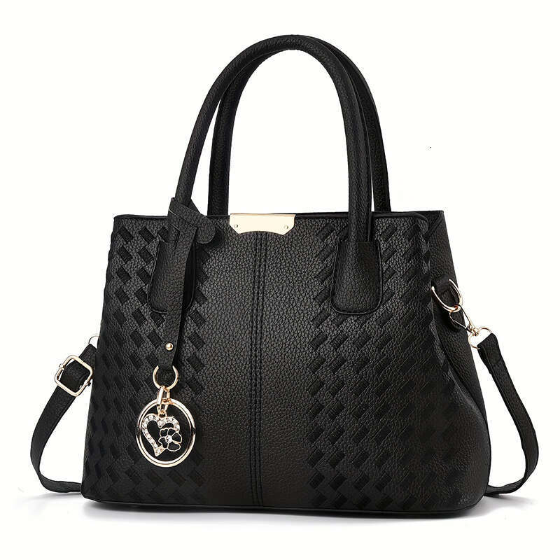 New European and American foreign trade women's embroidery lychee pattern fashion handbag shoulder oblique span bag