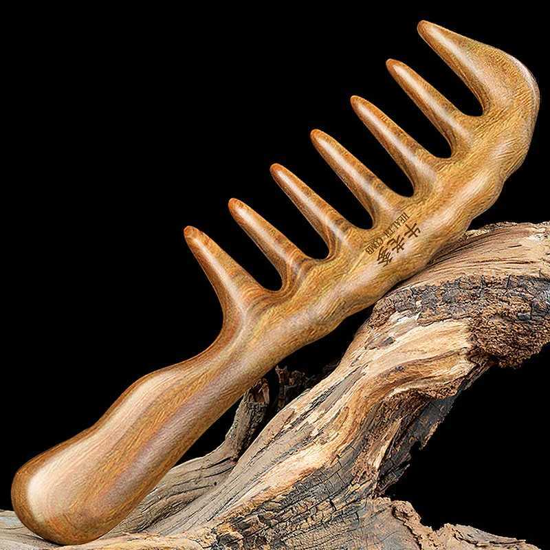 Used for curling wide tooth sandalwood hair comb anti-static natural wood for chamfering used for womens massage brush W241112