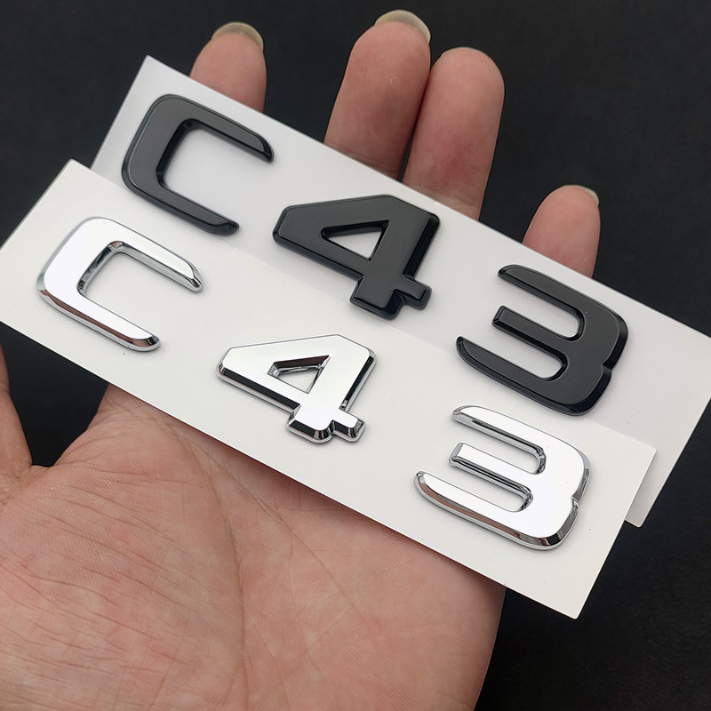 3D ABS Chrome Black C 43 Letters Sticker BITURBO 4MATIC Emblem Car Badge For Mercedes C43 AMG W205 W204 Accessories
