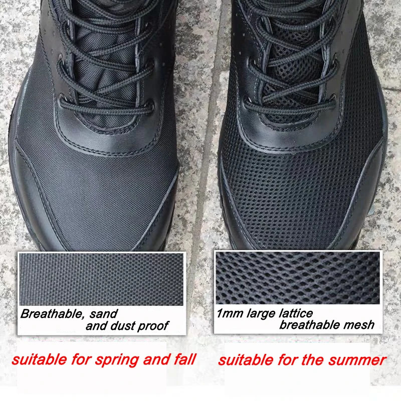 Summer combat boots mens climbing training lightweight waterproof tactical boots outdoor hiking breathable mesh military shoes 241111
