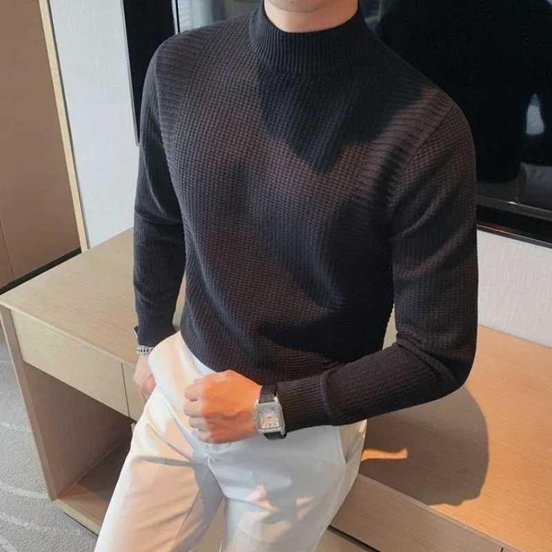 Pulleys Turtleneck White Knitted Mens Shirt High Neck Mens Shirt Business Clothing Cotton T-shirt Thick Winter Old X W2411111