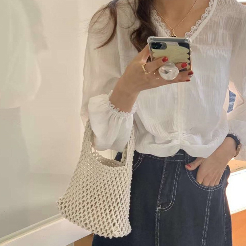 Summer Grass Rope Hollow Hand Knitted Women's Hollow Knitted Handbag