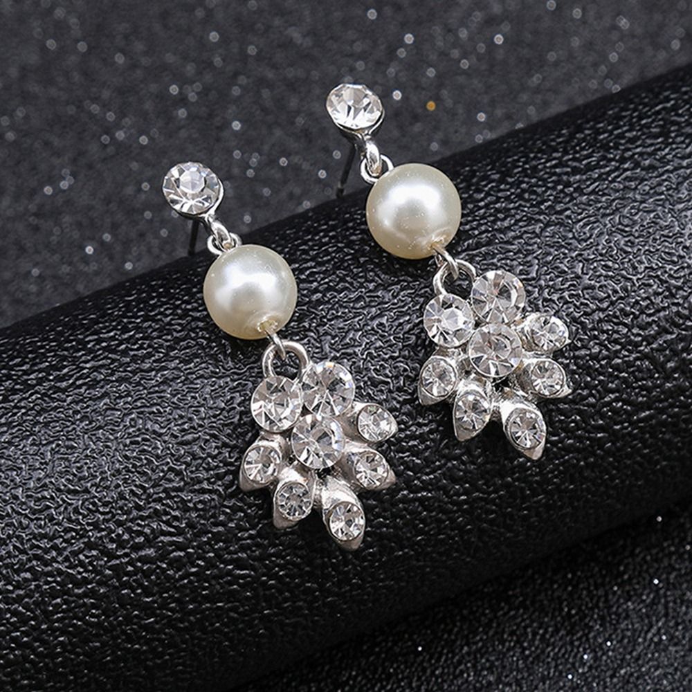 Pearl Vintage Rhinestone Alloy Korean Style Jewelry Set Bridal Wedding Jewelry Set Women Necklace Dangle Earrings 61cbd