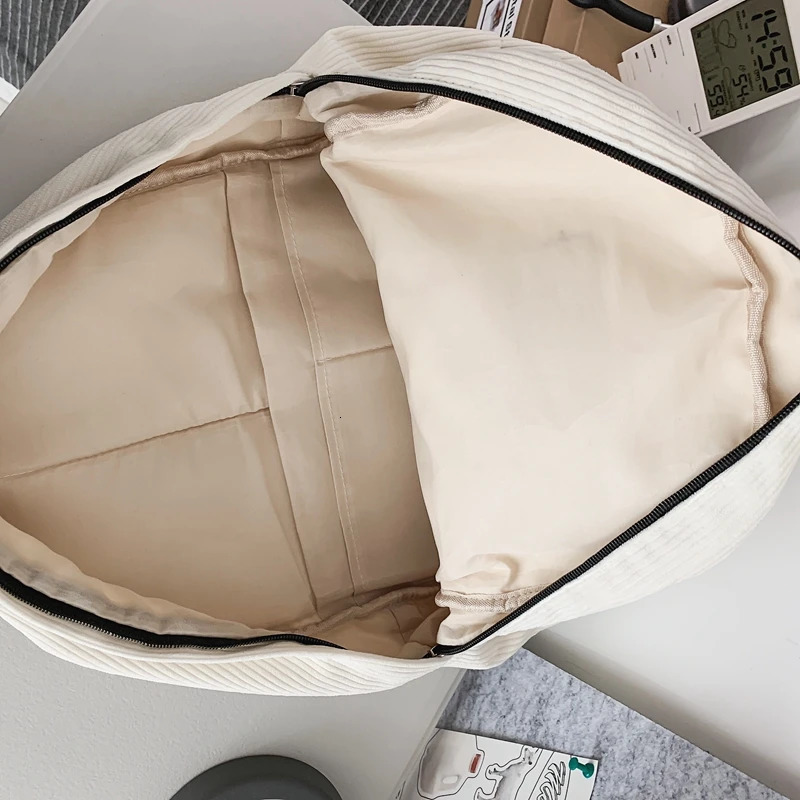 Cute Corduroy Fashion Womens Bag Teenage School Backpack Harajuku Preparatory Style Student Bag Womens Backpack 241111