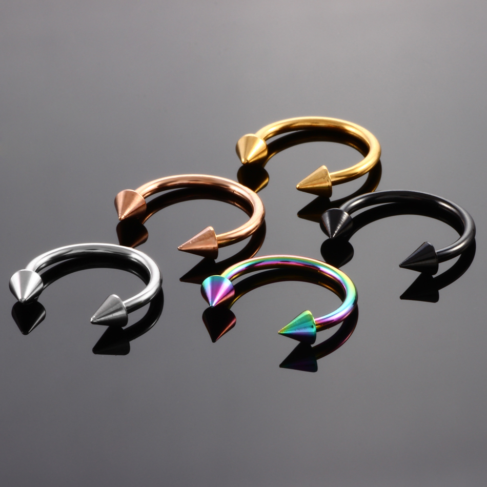 1PC 16G Steel Horseshoe Nose Piercing CZ Gem Circular for Septum Helix Tragus Earring Brincos Lip Eyebrow Tongue Body Jewelry