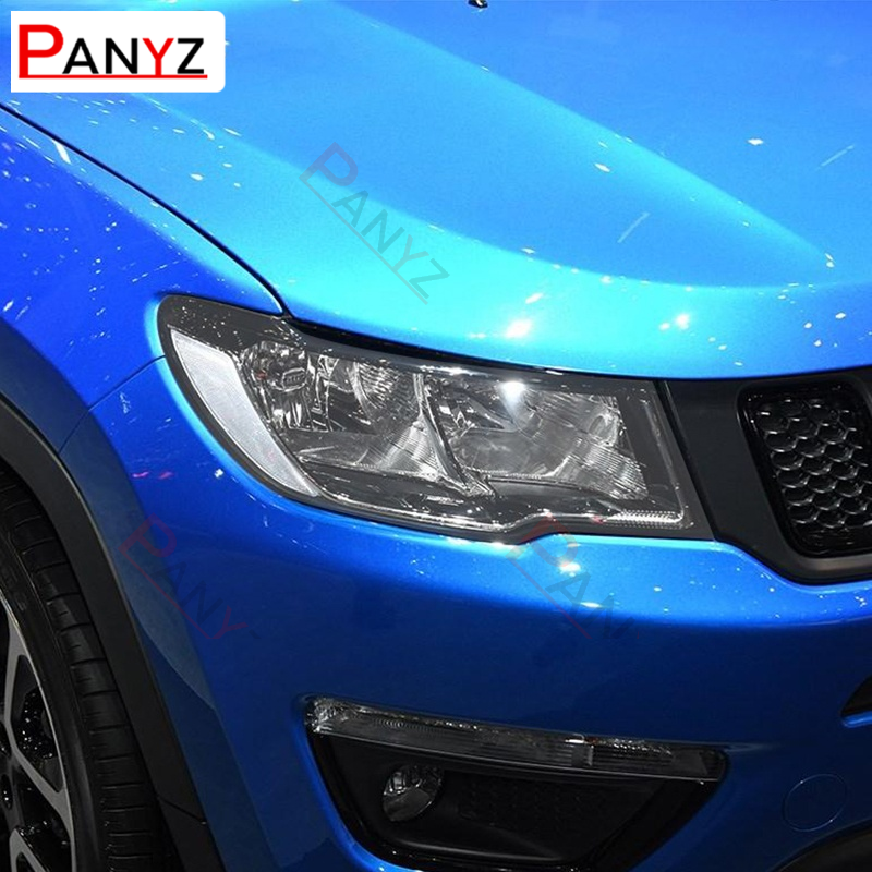 2 Pcs For Jeep Compass 2017 2018 2019 2020 Car Headlight Film Headlamp Transparent Black TPU Protective