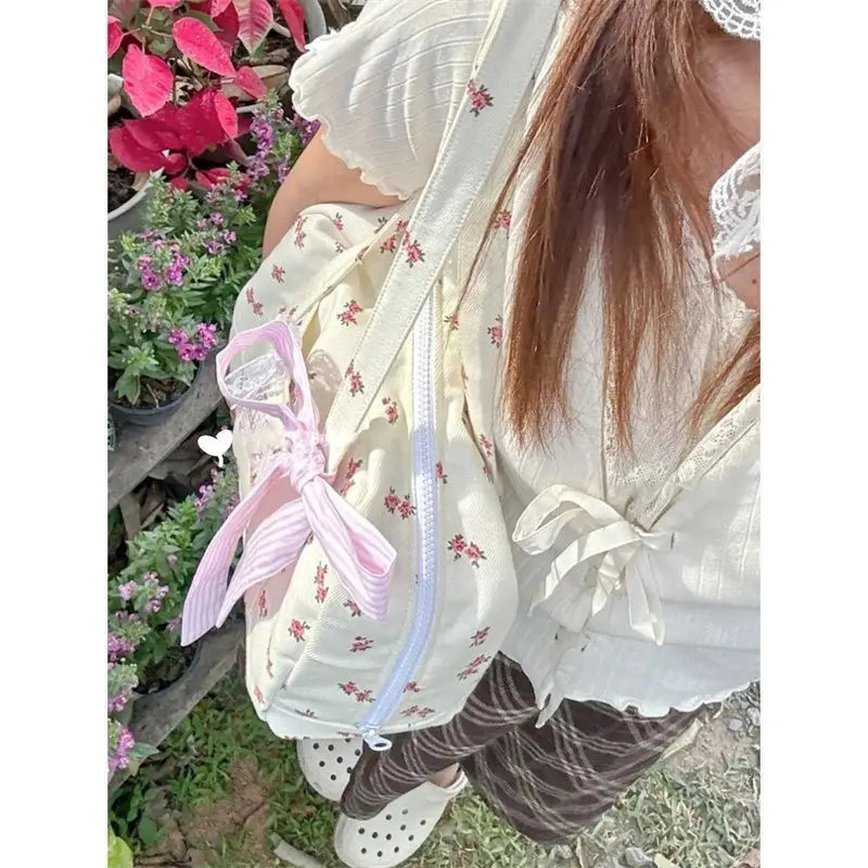 Miyagawa Fashion Floral Spring Niche Large Capacity Casual Shoulder Bag Japanese Sweet Shoulder Bag 241111