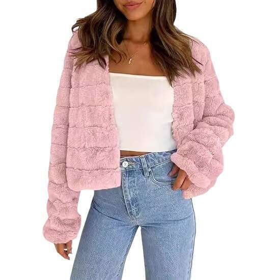 shanshi fur coat women Autumn and Winter New Faux Fur Long Sleeve Front Open Short Coat Top Women's Clothing