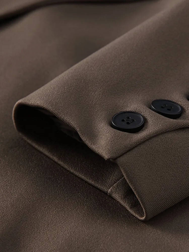 LANMREM Office Lady Blazer Coat For Women Double Breasted Long Sleeves Korean Straight Coats Fashion Autumn 2YA3789 241112