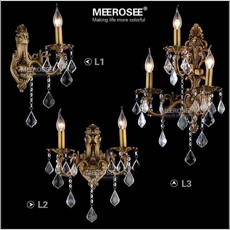 Modern Crystal Wall Light 1/2/3/ Arms Bronze Color Zinc Alloy Crystals Sconces Lamps Lustres Wall Brackets Home Lighting for Bedroom Living Room Dinin