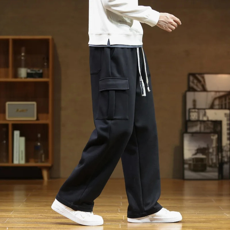 Autumn Sweatpants Men Casual Track Pant Male MultiPockets Drawstring Cotton Loose Straight Trousers Large Size 6XL 7XL 8XL 241112