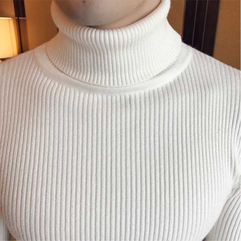 2022 Autumn/Winter Mens Turtleneck Sweater Fashion Stripe Solid Color Warm Knitted Sweater Mens Double Collar Ultra Thin Fit Sweater W2411111