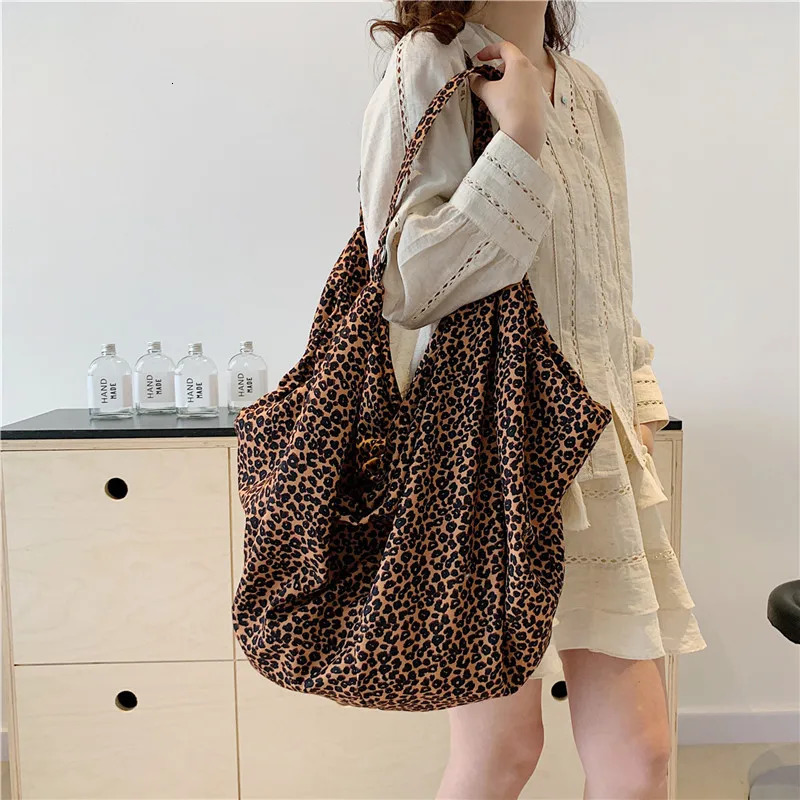 Leopard Large Capacity Shopping Bag Korean Fashion Womens Shoulder Bag for bolsos de mujer 241111