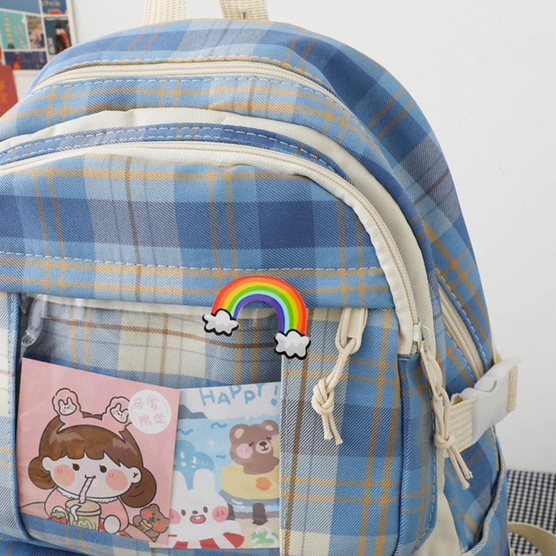 Plaid Backpack School 5Pcs ddmysmile Bookbags Handbag Shoulder Drawstring Bag Ddmysmile Pencil For C Smile