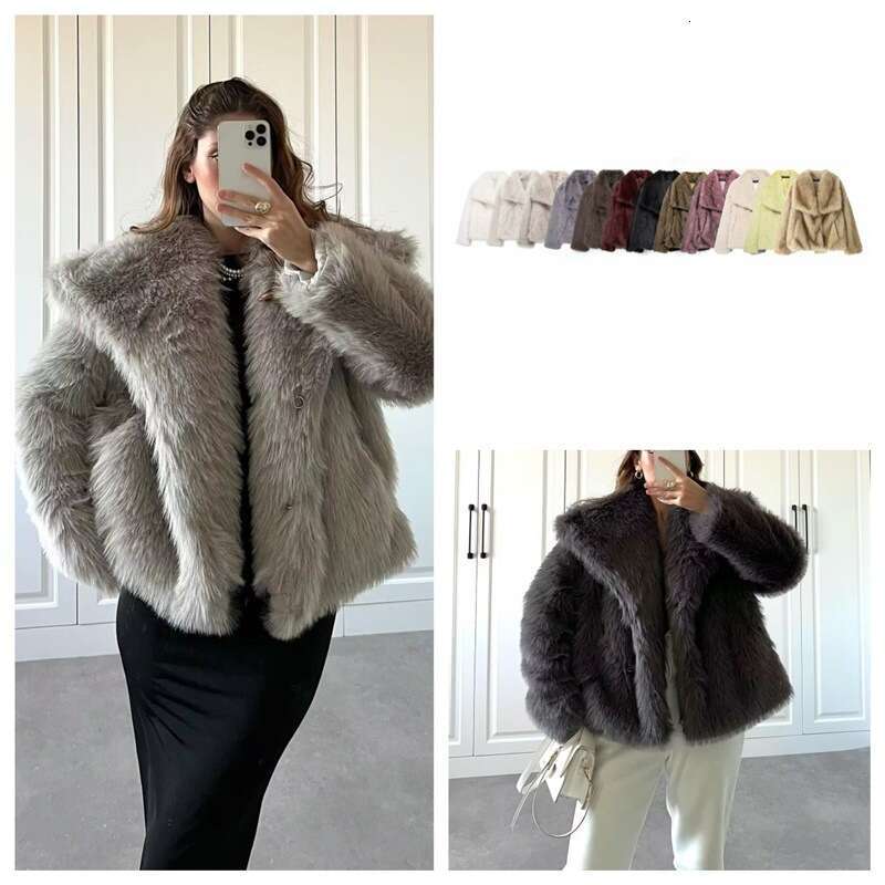 shanshi fur coat women Women's faux 14 color short jacket with fur coat for women