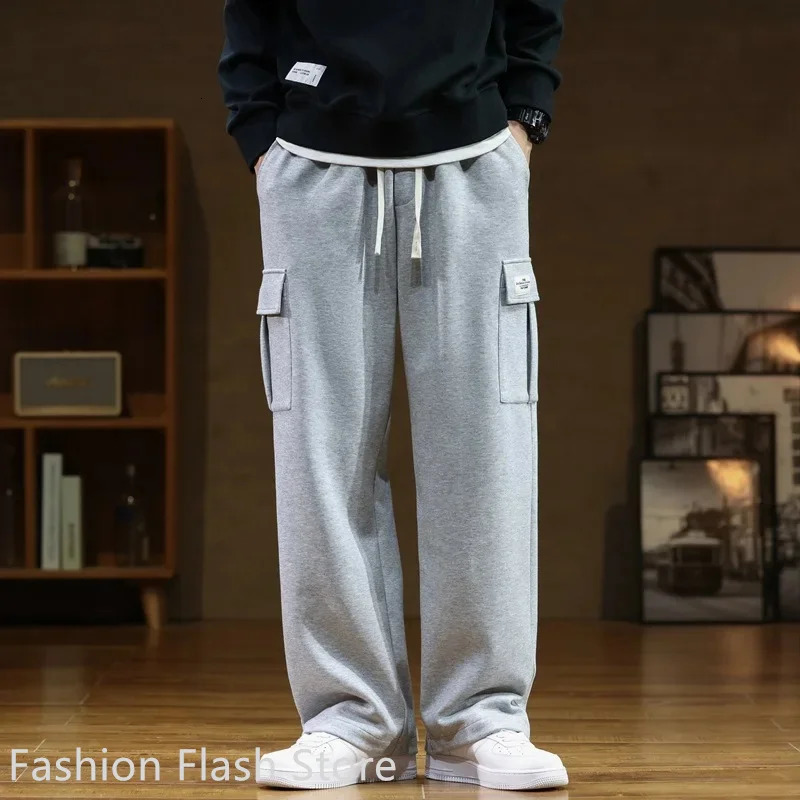 Autumn Sweatpants Men Casual Track Pant Male MultiPockets Drawstring Cotton Loose Straight Trousers Large Size 6XL 7XL 8XL 241112