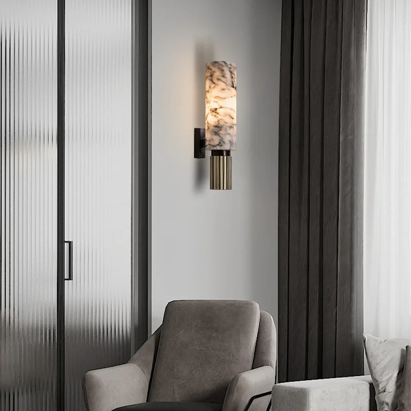 Modern natural marble wall lamps living room and bedroom decorations LED lamps retro Sconce home applications 241111
