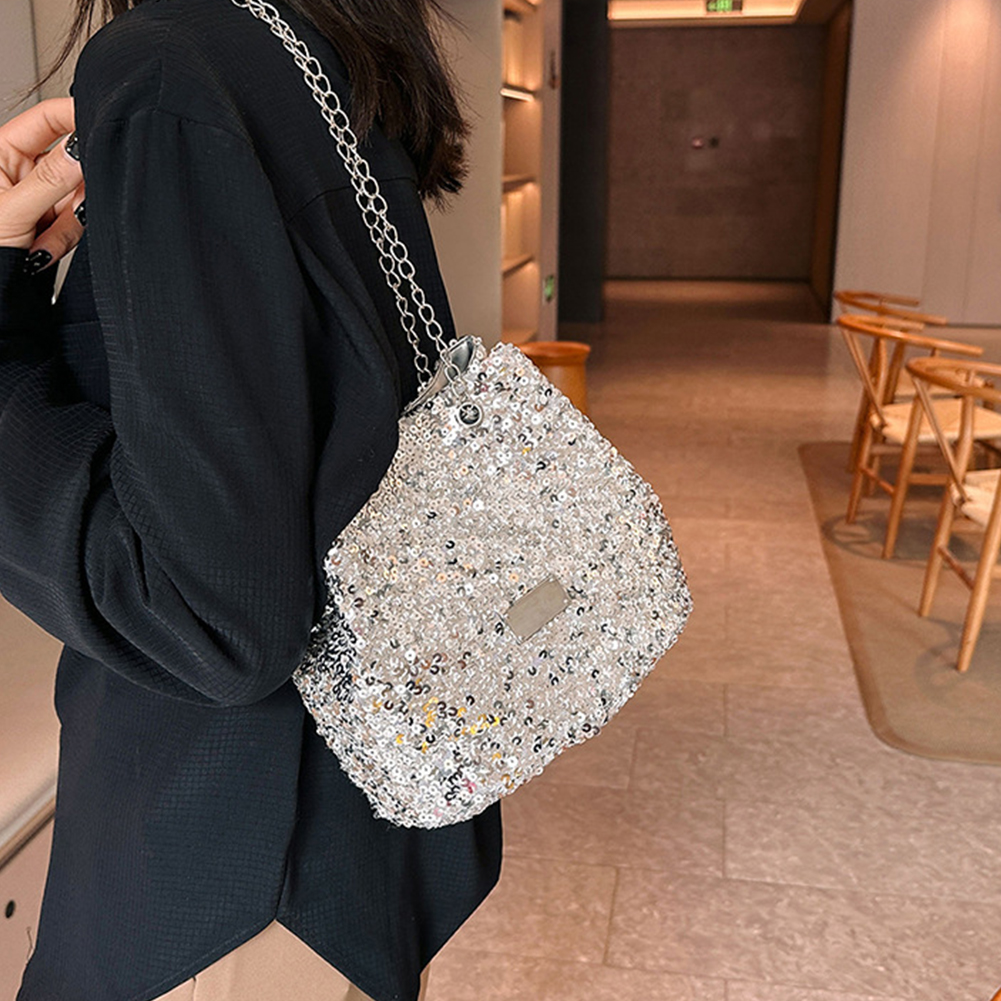 Fashion Sequined Women's Bucket Bag Handbags Female Crossbody Shoulder Bag Tote Purse Chain Messenger Bag Lady Handbag tote