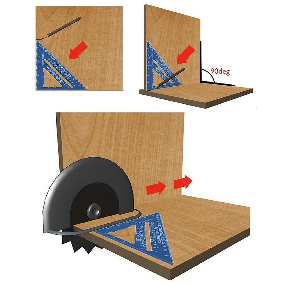 7Inch Metric Aluminum Alloy Triangle Ruler Triangle Ruler Triangular Protractor Square Measurement Woodworking Tools