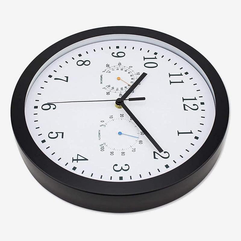 Outdoor Clocks Waterproof Outdoor Wall Clock with Hygrometer 10 Inch Silent Round Battery Operated Easy to Read Decorative