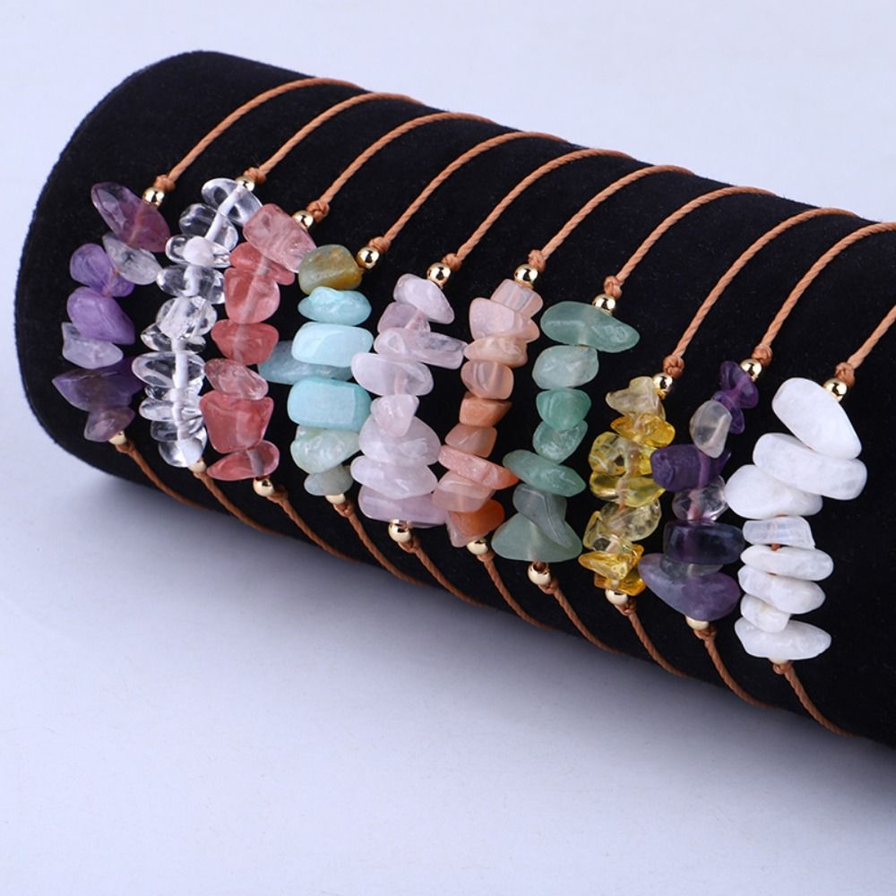 Stone Woven Rope Amethysts Beach Body Jewelry Bohemia Bracelet Crystal Gravel Bracelets Women Jewelry Accessories f5ec0