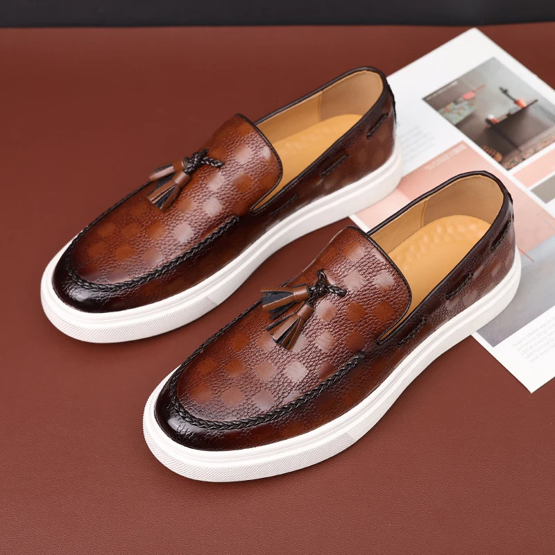 Men's Emed Leather Loafers - hot Classic Retro British Style Tassel Slip-on Driving Shoes for Outdoor Casual Wear