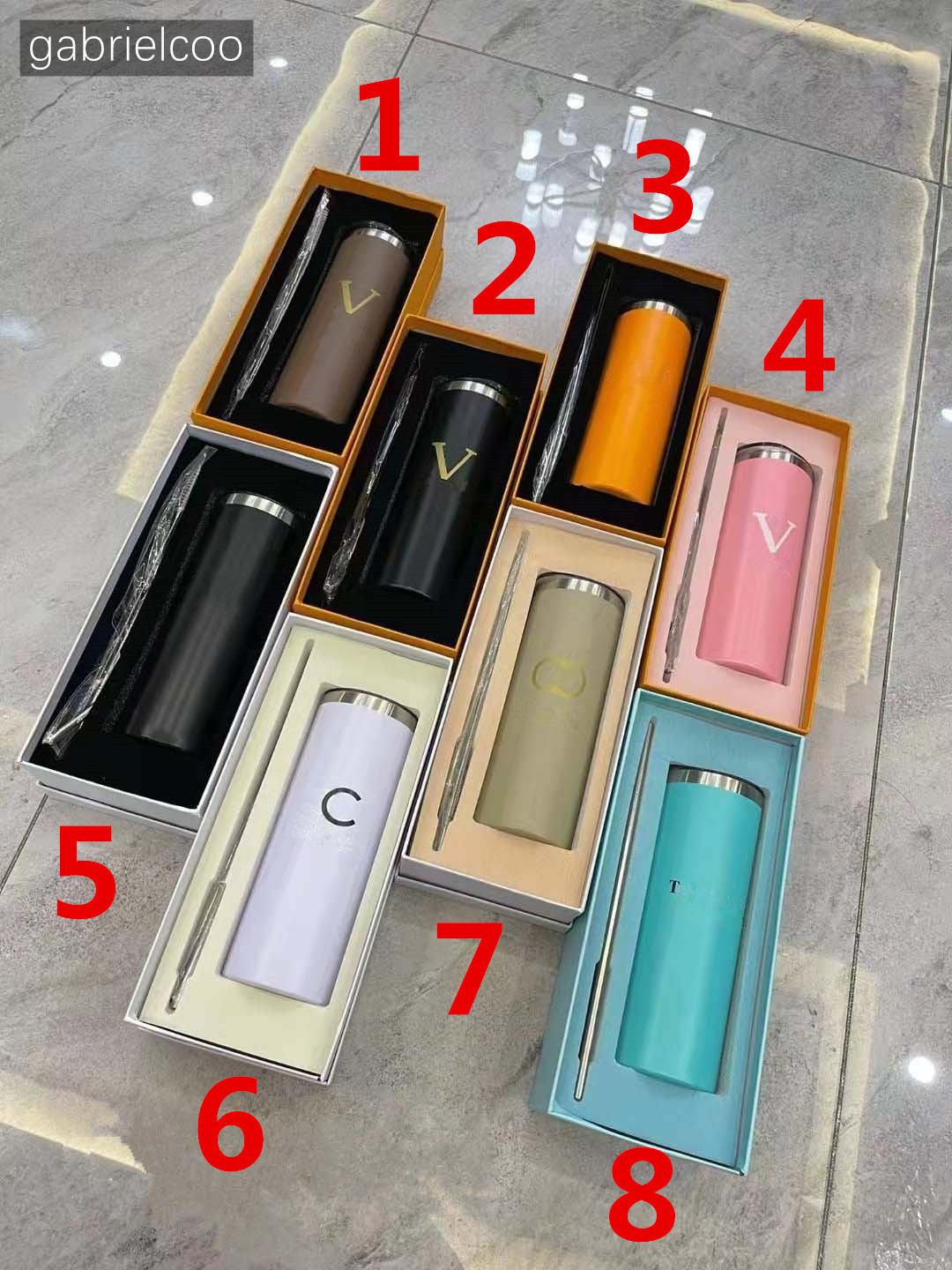 Designer Tumblers 8 Colors Insulated cup Fashion Letters printed 304 Mug Flat Bottom Cups portable Water Cup with gift box