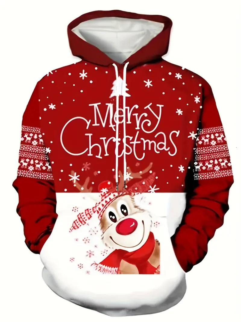 Funny Christmas Mens Hoodies Santa Claus Print Causal Sweatshirt For Men Hooded Shirt Casual Pullover Clothes Clothing 241111