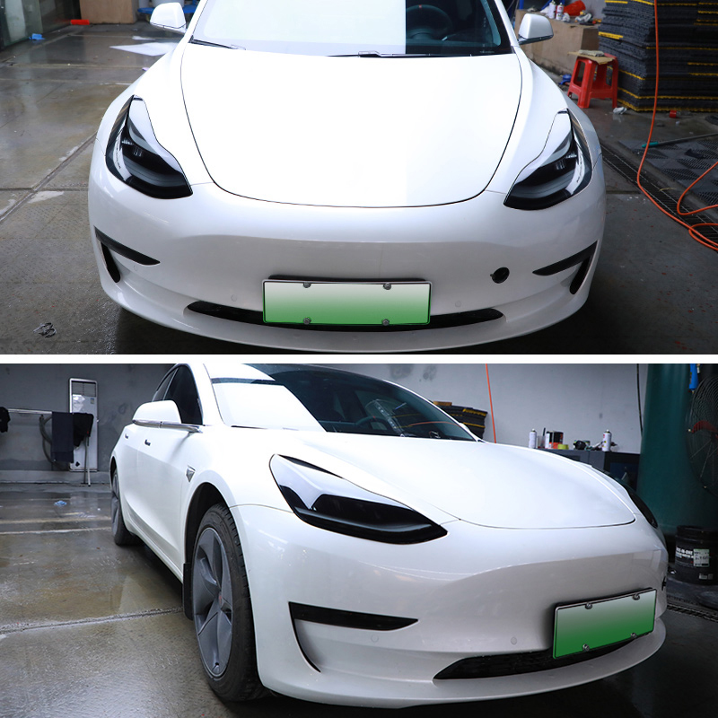 Pair For Tesla Model 3 X Y S Car TPU Front Headlights Tint Black Protective Film Transparent Sticker Repair Pre-cut Accessories
