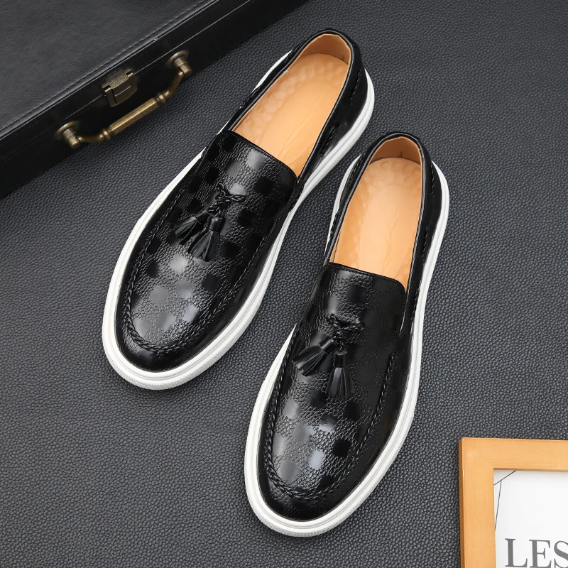 Men's Emed Leather Loafers - hot Classic Retro British Style Tassel Slip-on Driving Shoes for Outdoor Casual Wear