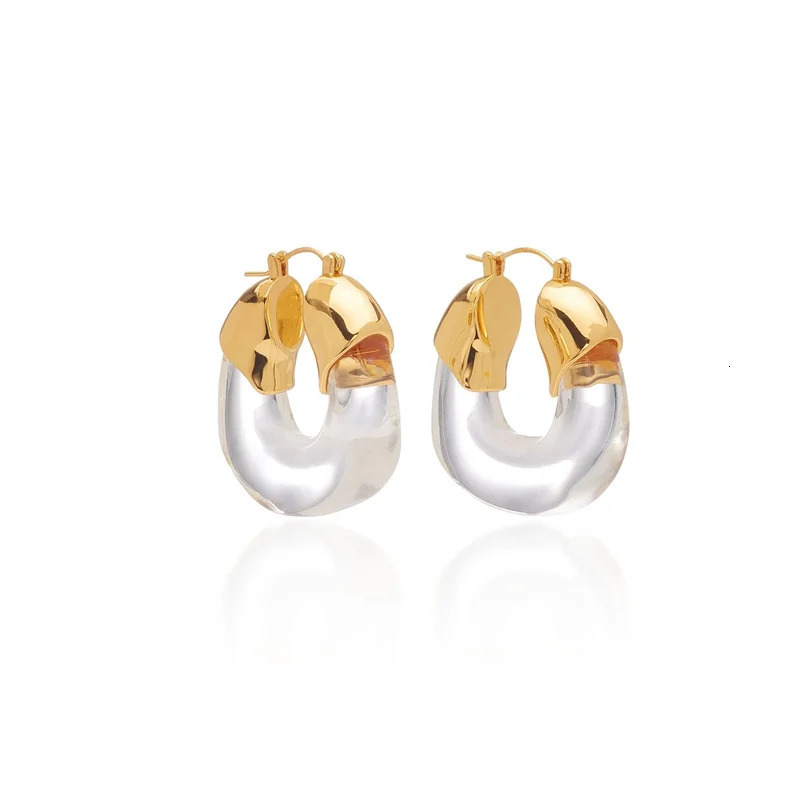 Brass 18K gold resin transparent declaration ring earrings womens jewelry punk party dress runway South Korea Japan 241112