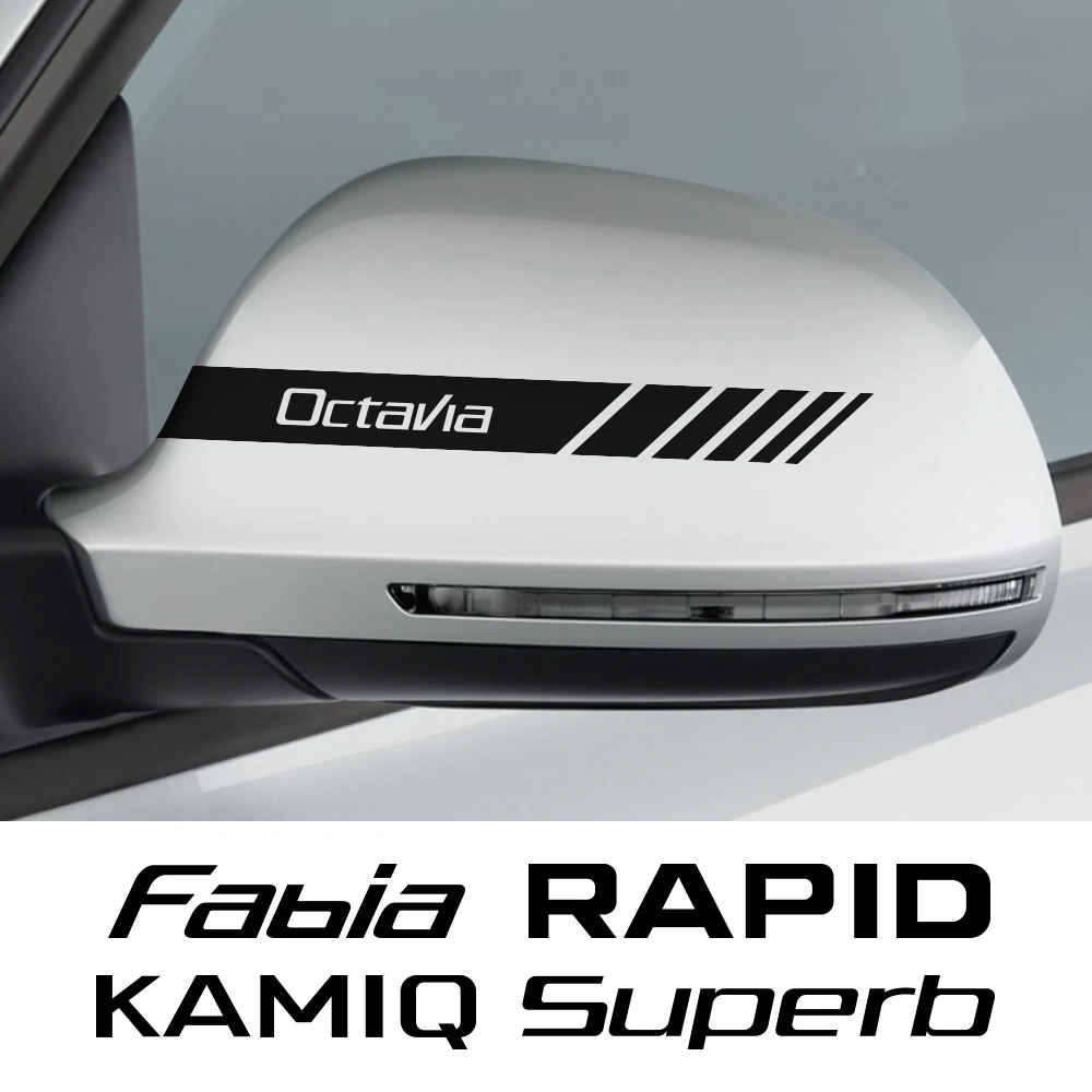 Car Rearview Mirror Cover Stickers Decals Auto DIY Accessories for Skoda Octavia Fabia Kamiq Karoq Kodiaq Rapid Scala Superb