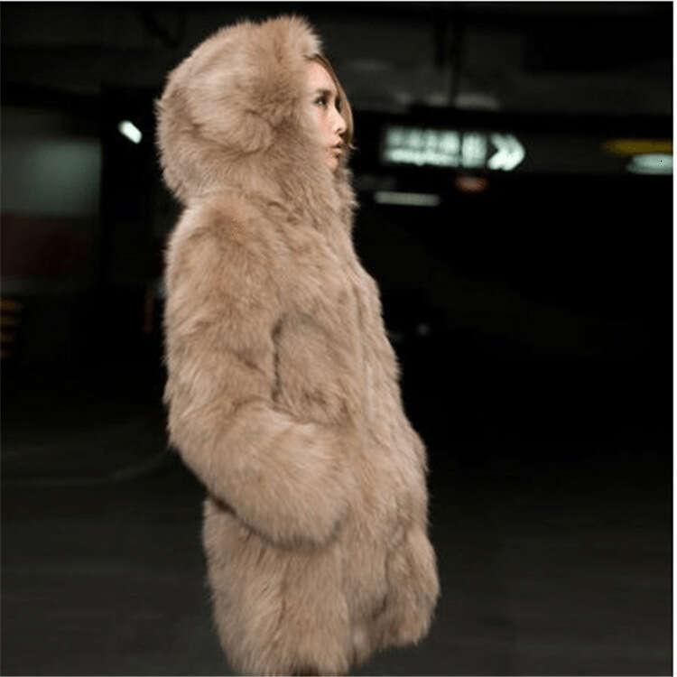 shanshi fur coat women Women's new fox long style flip hat jacket with insulation imitation fur coat