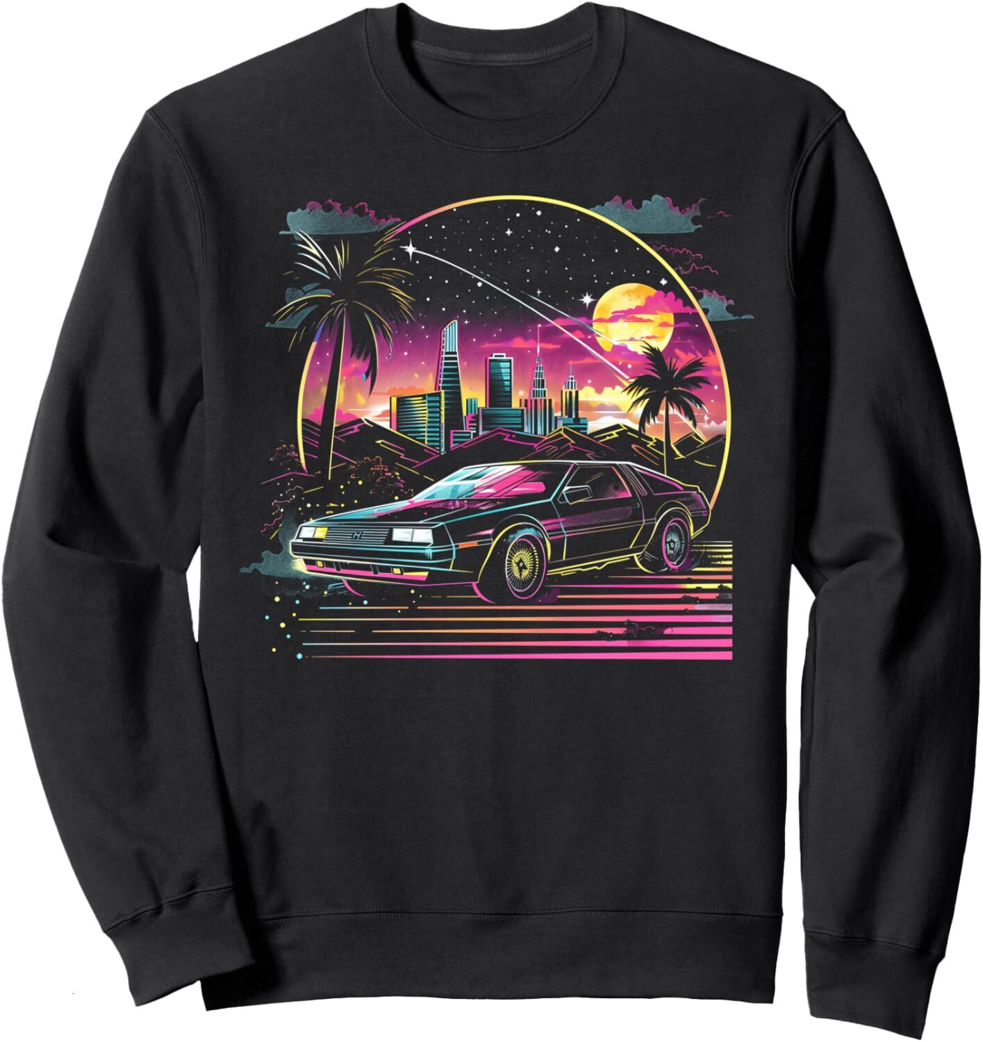 Long Sleeve Shirts for Men sweatshirt Retro Sunset Synthwave 80s Nostalgia Vaporwave Synth Pop Sweatshirt T shirt Tee Streetwear Casual tops clothes