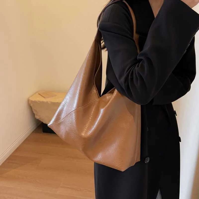 LITTLETON Leather Shoulder Design Fashion for Women 2025 Trend Female Simple Big Underarm Hobo Bag Handbags Purses Tote Bags
