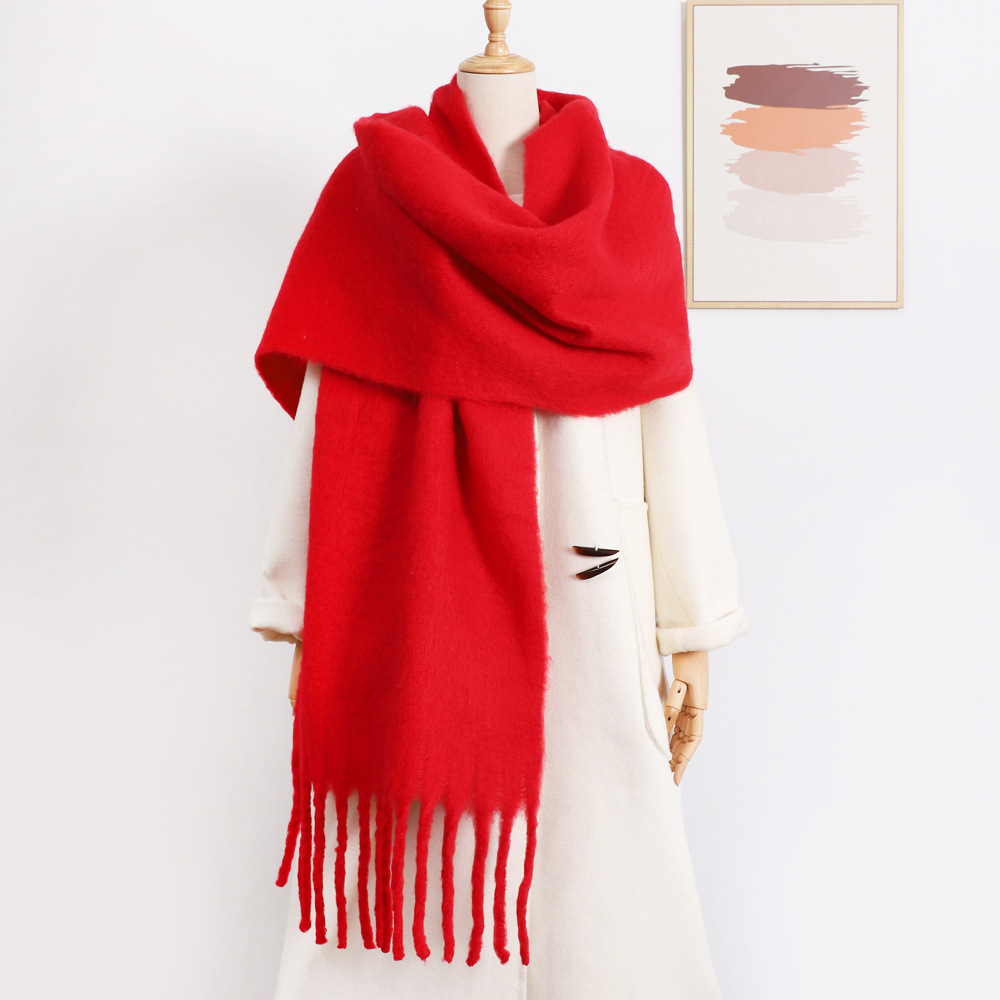 Women Cashmere Blend Wrap 2023 New Winter Scarf Warm Pashmina Solid Foulard Scarves Wraps Thick Soft Blanket Big Tassels Shawl 88865 5 d6386